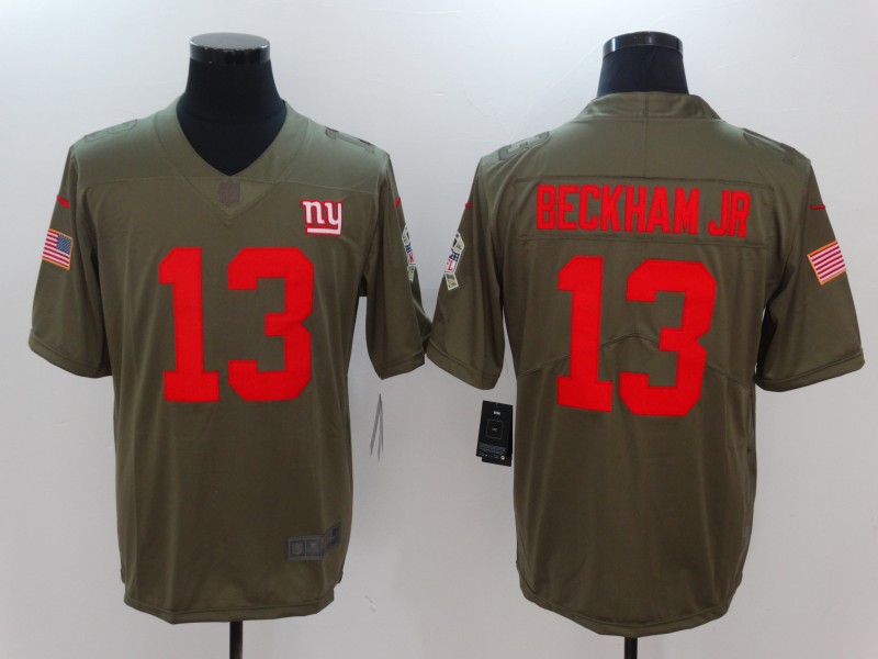 Men New York Giants #13 Beckham jr Nike Olive Salute To Service Limited NFL Jerseys